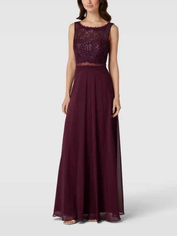 Jake*s Cocktail Abendkleid Mit Zierbesatz – Aubergine 1