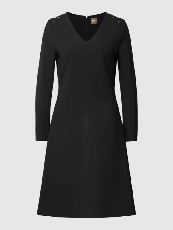 BOSS Knielanges Kleid Mit Label-Details Modell ‘Dariva’ – Schwarz 1