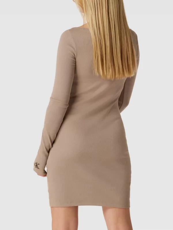 Calvin Klein Jeans Minikleid In Ripp-Optik Modell ‘SQUARE NECK RIB DRESS’ – Beige 6