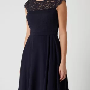 V.M. Cocktailkleid Aus Floraler Spitze Und Chiffon – Marineblau 13