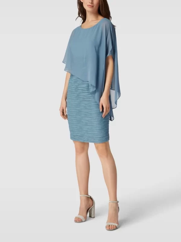 Swing Cocktailkleid Mit Asymmetrischem Cape – Rauchblau 1