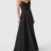 V.M. Abendkleid Mit Wasserfall-Ausschnitt – Schwarz 17