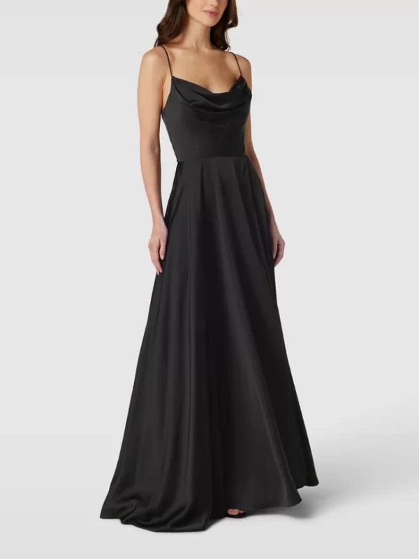 V.M. Abendkleid Mit Wasserfall-Ausschnitt – Schwarz 1