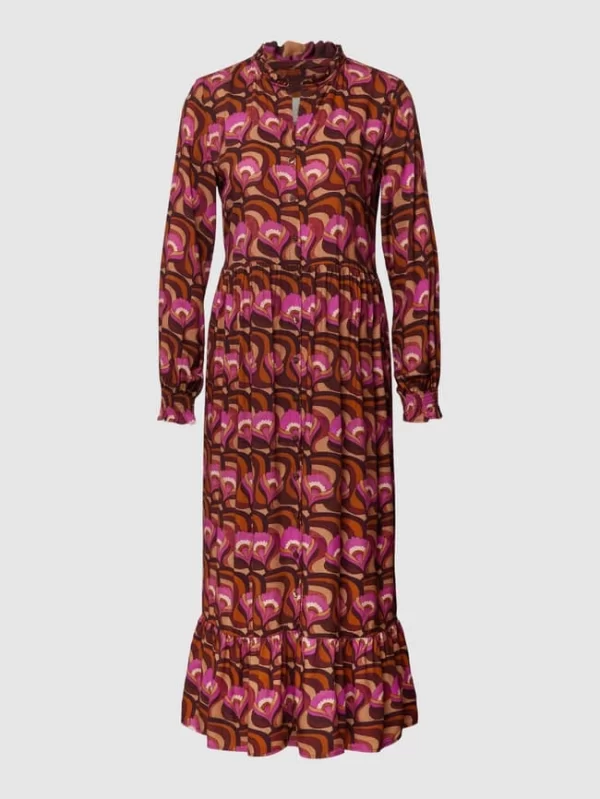 Milano Italy Midikleid Mit Allover-Muster Modell ‘Retroflower Maxi Dress’ – Camel 3