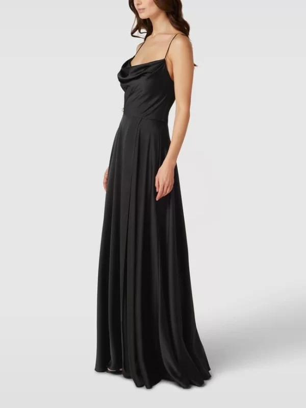 V.M. Abendkleid Mit Wasserfall-Ausschnitt – Schwarz 5