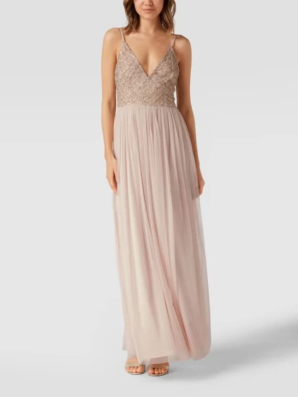 LACE & BEADS Abendkleid Mit Ziersteinen – Hellrosa 1
