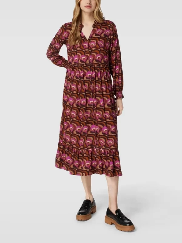 Milano Italy Midikleid Mit Allover-Muster Modell ‘Retroflower Maxi Dress’ – Camel 1