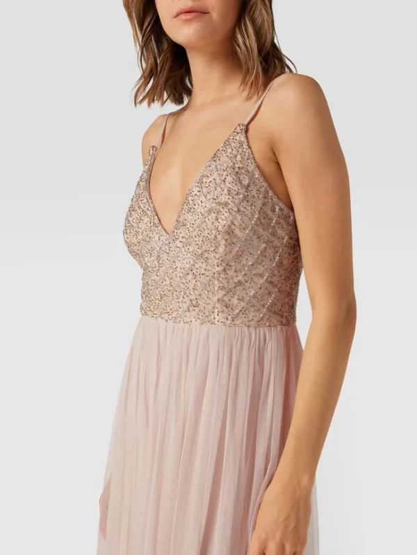 LACE & BEADS Abendkleid Mit Ziersteinen – Hellrosa 4