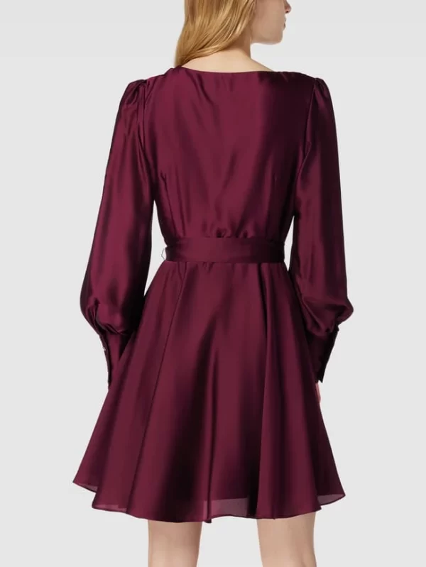 Swing Minikleid Mit Taillenband – Bordeaux Rot 6