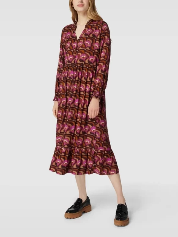 Milano Italy Midikleid Mit Allover-Muster Modell ‘Retroflower Maxi Dress’ – Camel 5