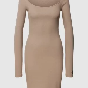 Calvin Klein Jeans Minikleid In Ripp-Optik Modell ‘SQUARE NECK RIB DRESS’ – Beige 9