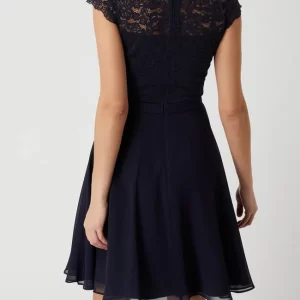 V.M. Cocktailkleid Aus Floraler Spitze Und Chiffon – Marineblau 15