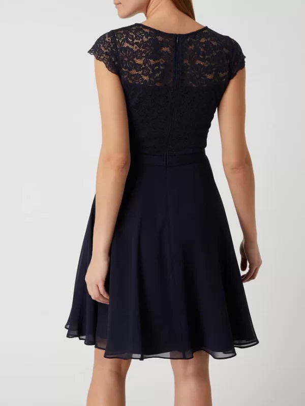 V.M. Cocktailkleid Aus Floraler Spitze Und Chiffon – Marineblau 6