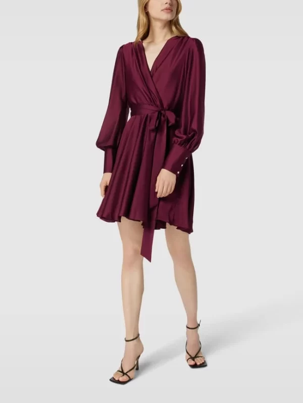 Swing Minikleid Mit Taillenband – Bordeaux Rot 1