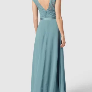 Swing Kurzärmeliges Abendkleid Mit Floralen Stickereien – Bleu 15