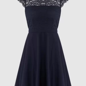 V.M. Cocktailkleid Aus Floraler Spitze Und Chiffon – Marineblau 9