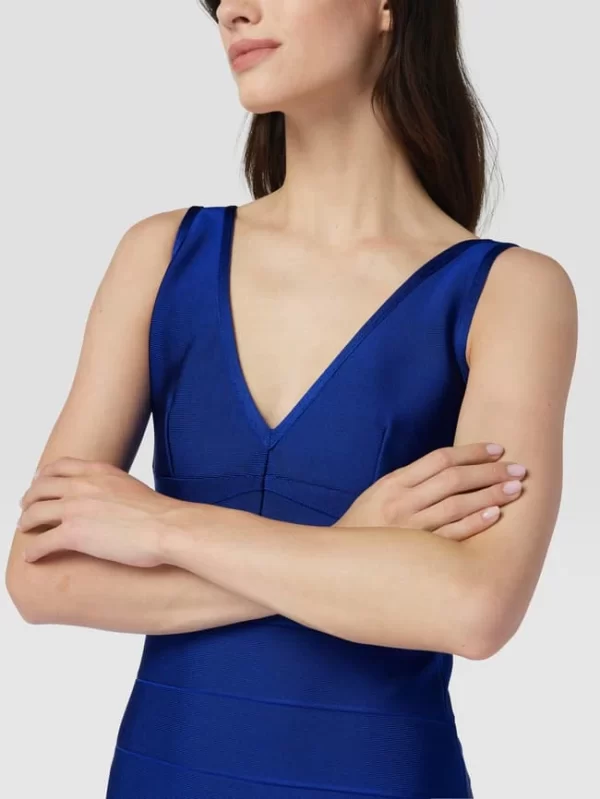 Vera Wang Bride Cocktailkleid Mit V-Ausschnitt – Royalblau 4