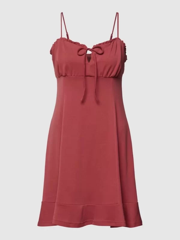 REVIEW Ärmelloses Minikleid Mit Raffungen – Bordeaux Rot 3