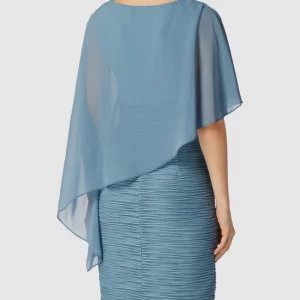 Swing Cocktailkleid Mit Asymmetrischem Cape – Rauchblau 15